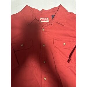Wrangler Red Button Up Shirt Short Sleeve Casual Workwear Large
